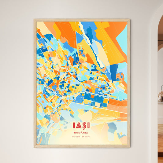 Colorful IAȘI ROMANIA Fine Art Map Blue Orange