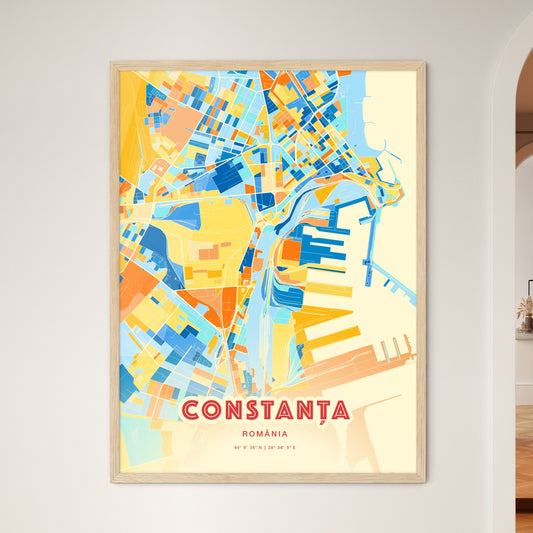 Colorful CONSTANȚA ROMANIA Fine Art Map Blue Orange