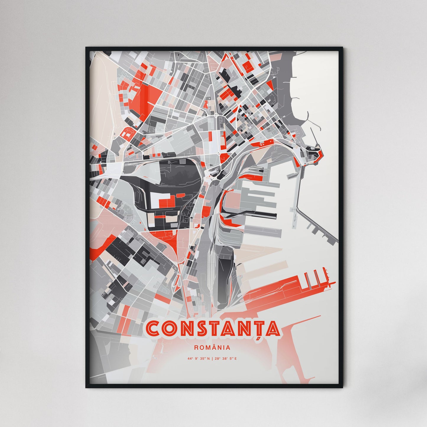 Colorful CONSTANȚA ROMANIA Fine Art Map Modern