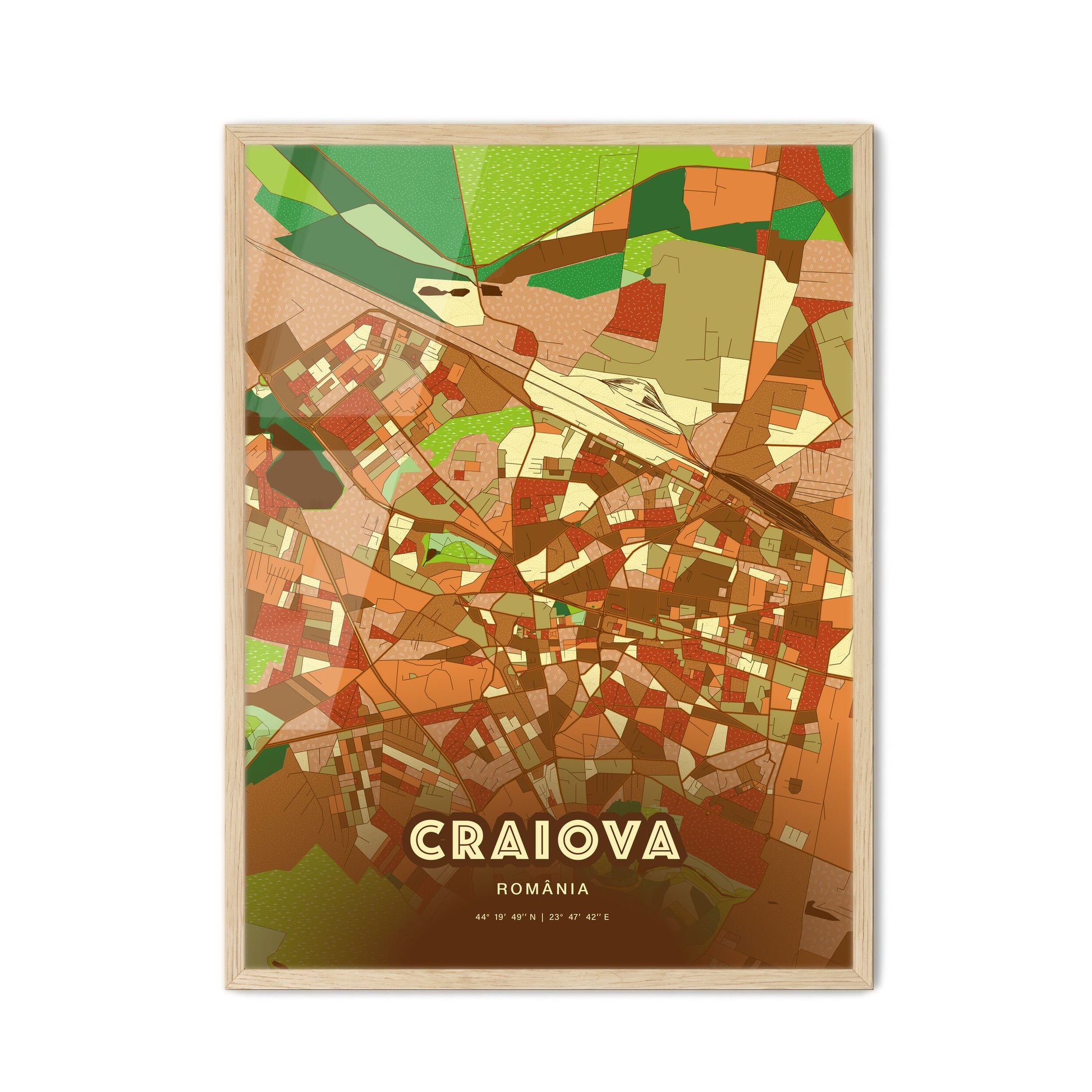 Colorful CRAIOVA ROMANIA Fine Art Map Farmhouse