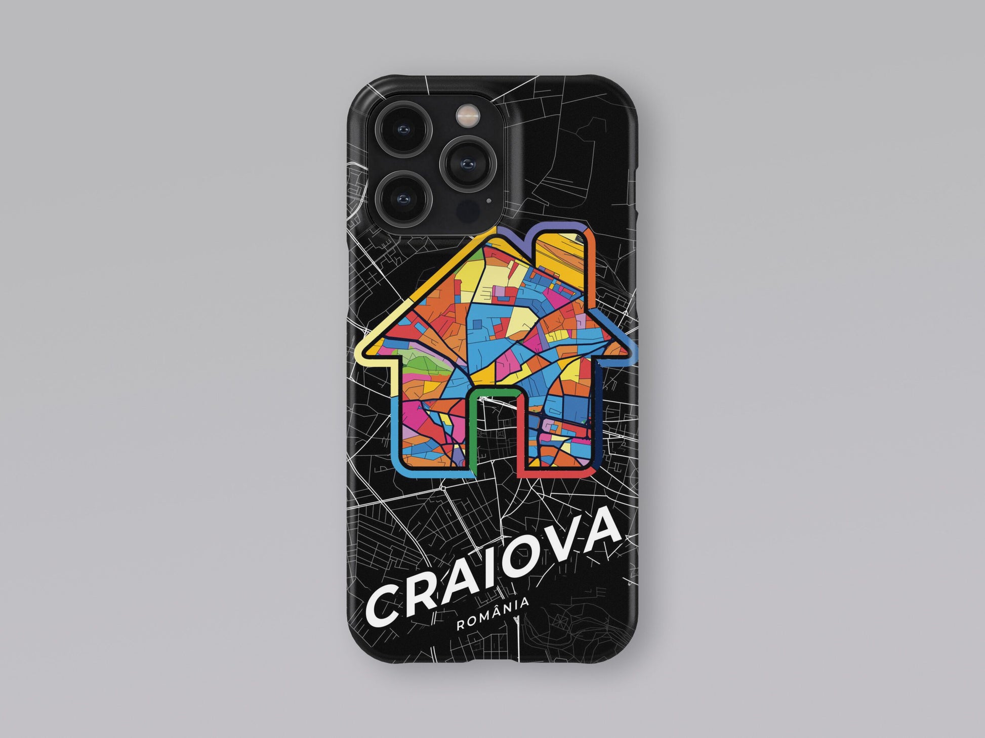 Craiova Romania slim phone case with colorful icon. Birthday, wedding or housewarming gift. Couple match cases. 3