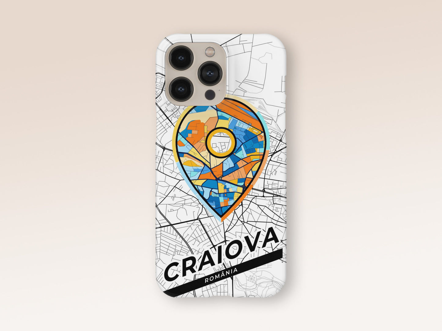 Craiova Romania slim phone case with colorful icon. Birthday, wedding or housewarming gift. Couple match cases. 1