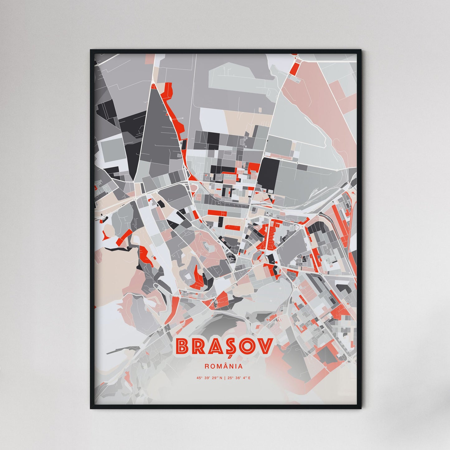 Colorful BRAȘOV ROMANIA Fine Art Map Modern