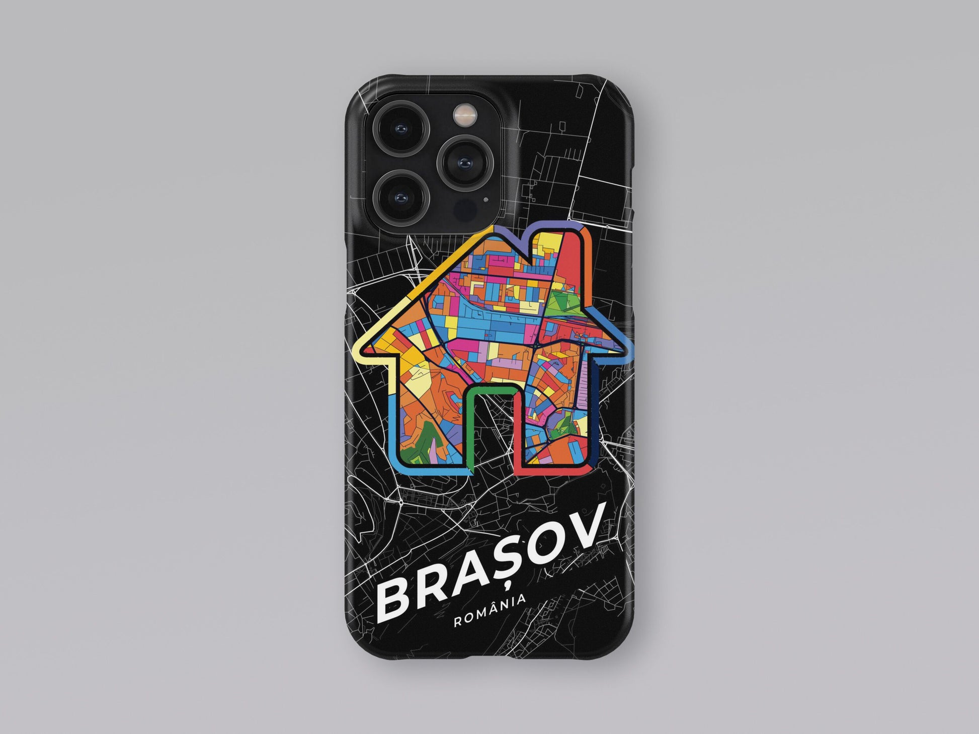 Brașov Romania slim phone case with colorful icon. Birthday, wedding or housewarming gift. Couple match cases. 3