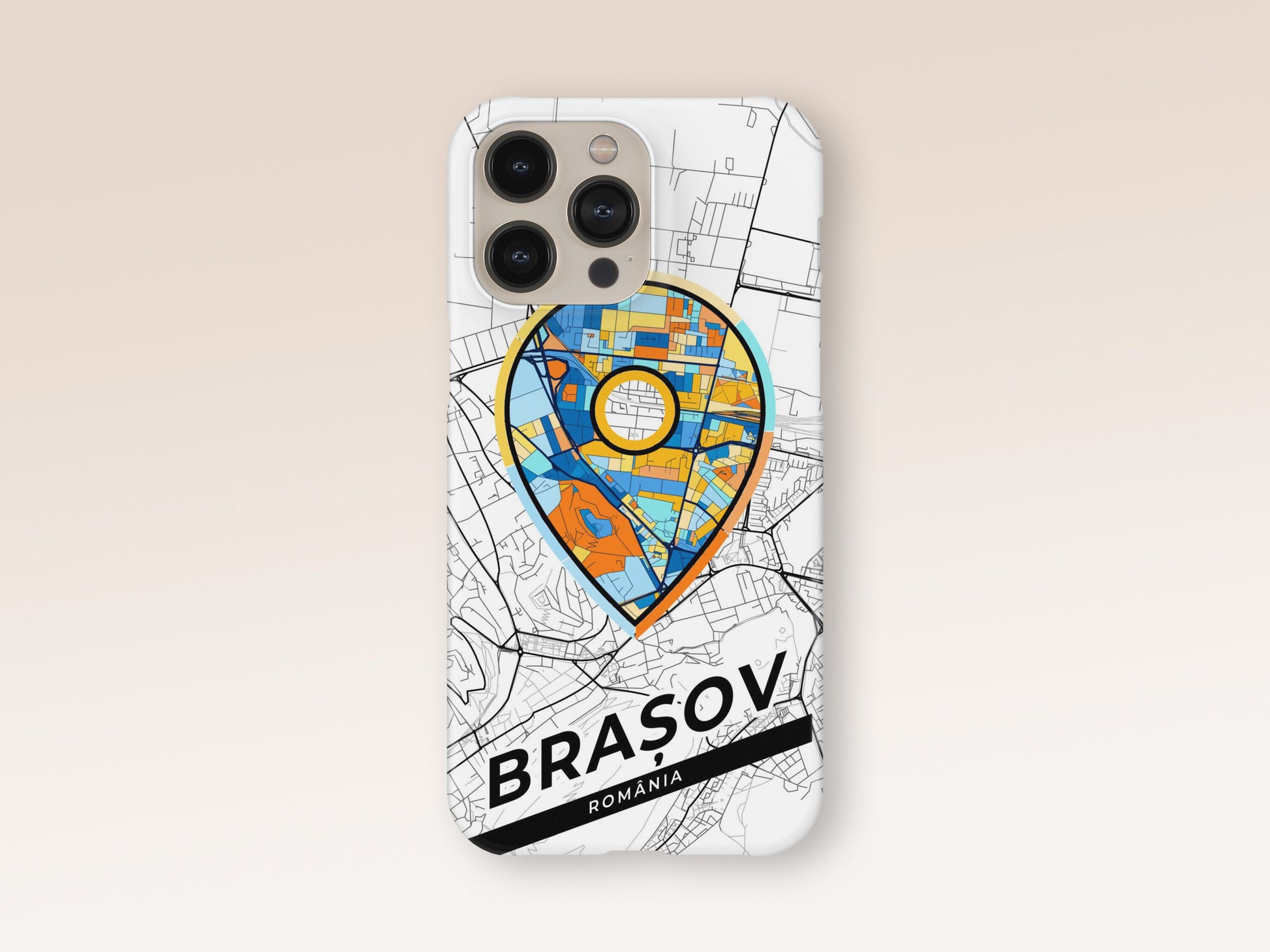 Brașov Romania slim phone case with colorful icon. Birthday, wedding or housewarming gift. Couple match cases. 1