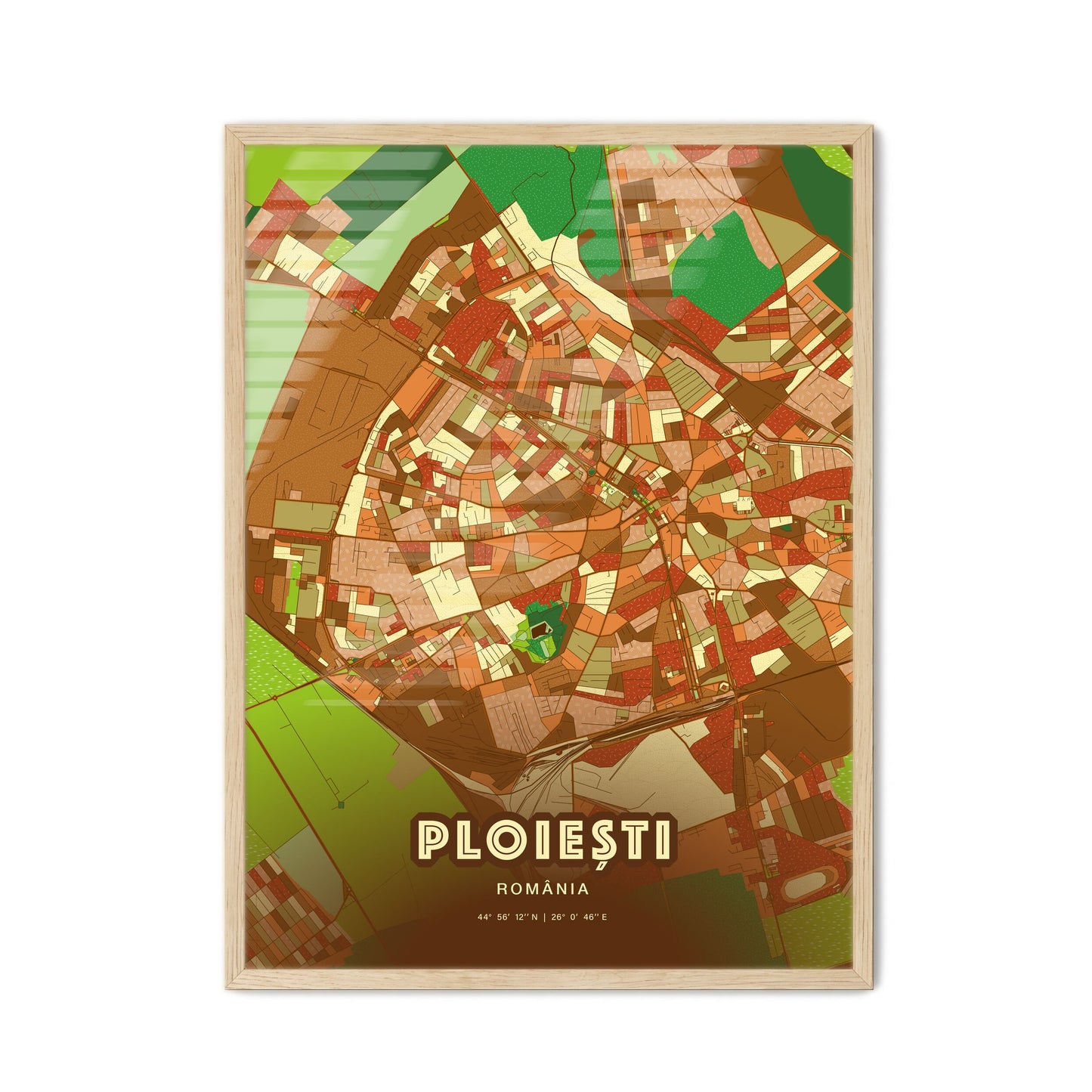 Colorful PLOIEȘTI ROMANIA Fine Art Map Farmhouse