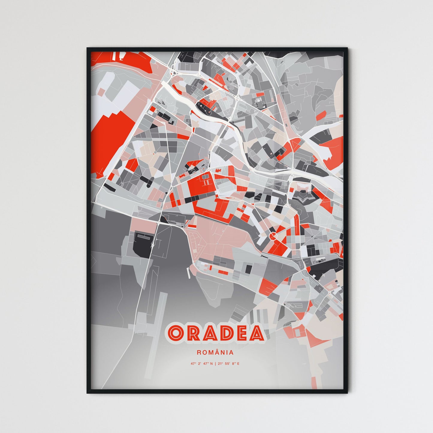 Colorful ORADEA ROMANIA Fine Art Map Modern