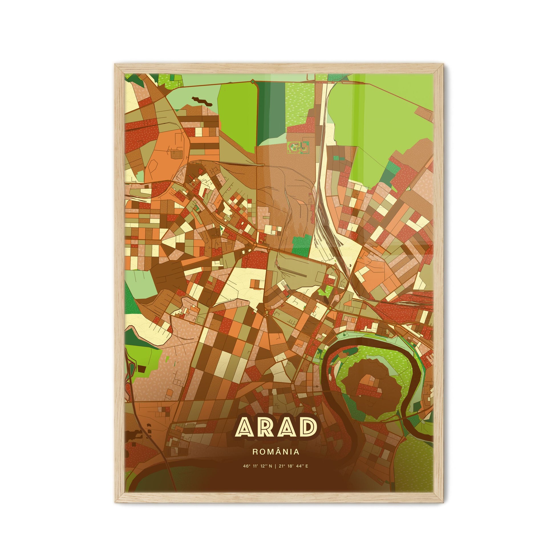 Colorful ARAD ROMANIA Fine Art Map Farmhouse