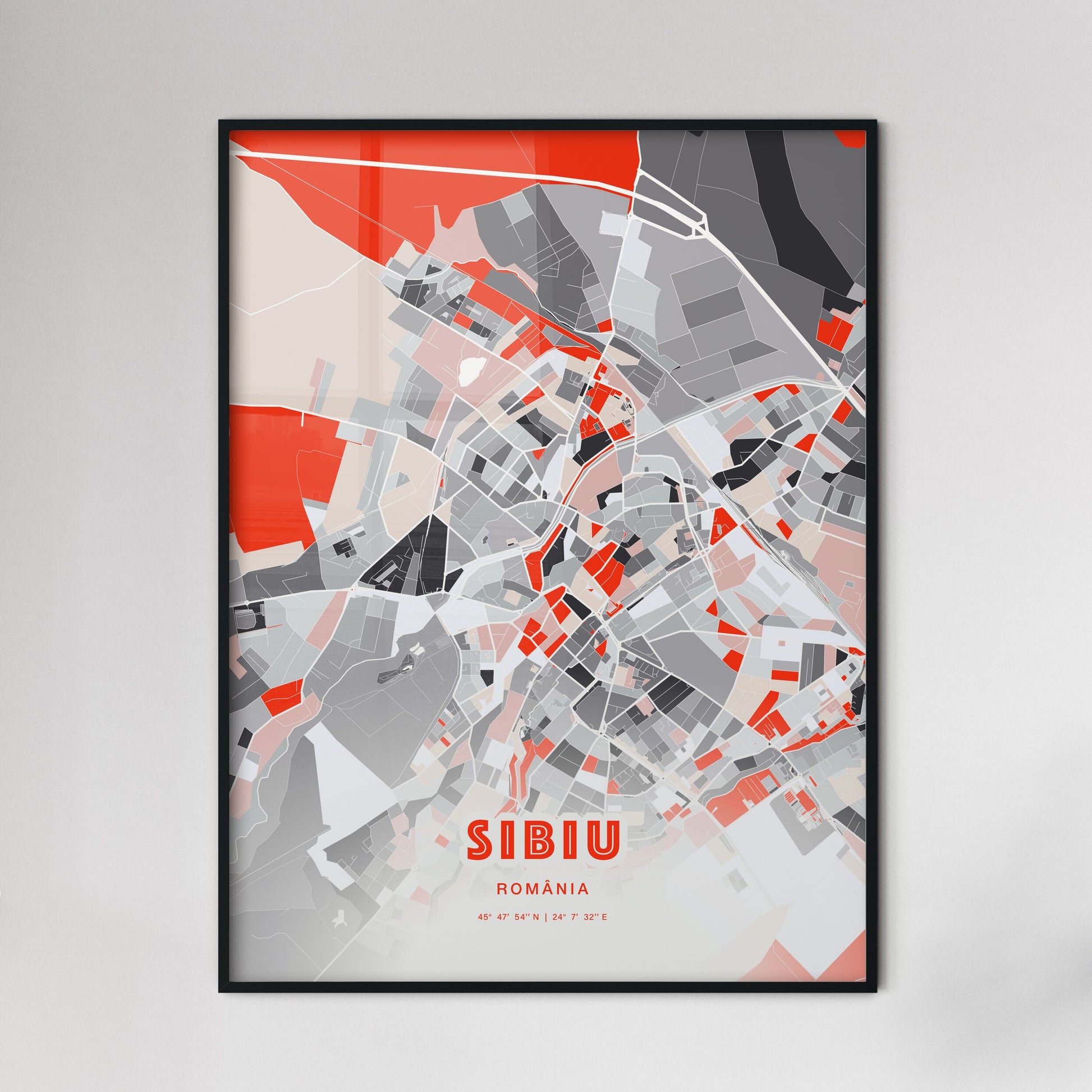 Colorful SIBIU ROMANIA Fine Art Map Modern