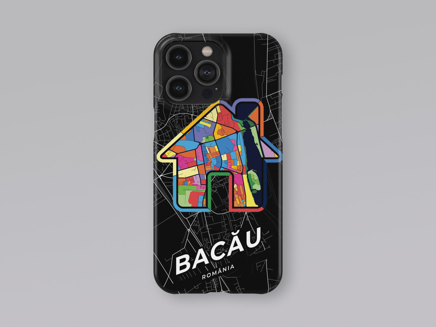 Bacău Romania slim phone case with colorful icon. Birthday, wedding or housewarming gift. Couple match cases. 3