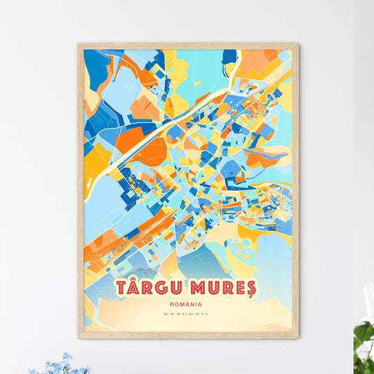 Colorful TÂRGU MUREȘ ROMANIA Fine Art Map Blue Orange