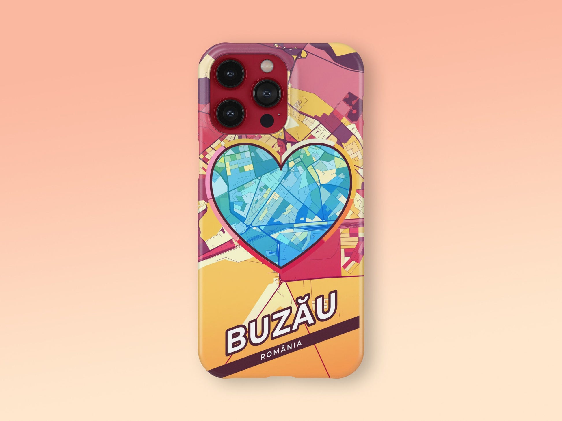 Buzău Romania slim phone case with colorful icon. Birthday, wedding or housewarming gift. Couple match cases. 2