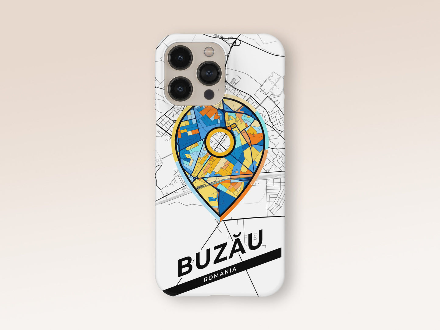 Buzău Romania slim phone case with colorful icon. Birthday, wedding or housewarming gift. Couple match cases. 1