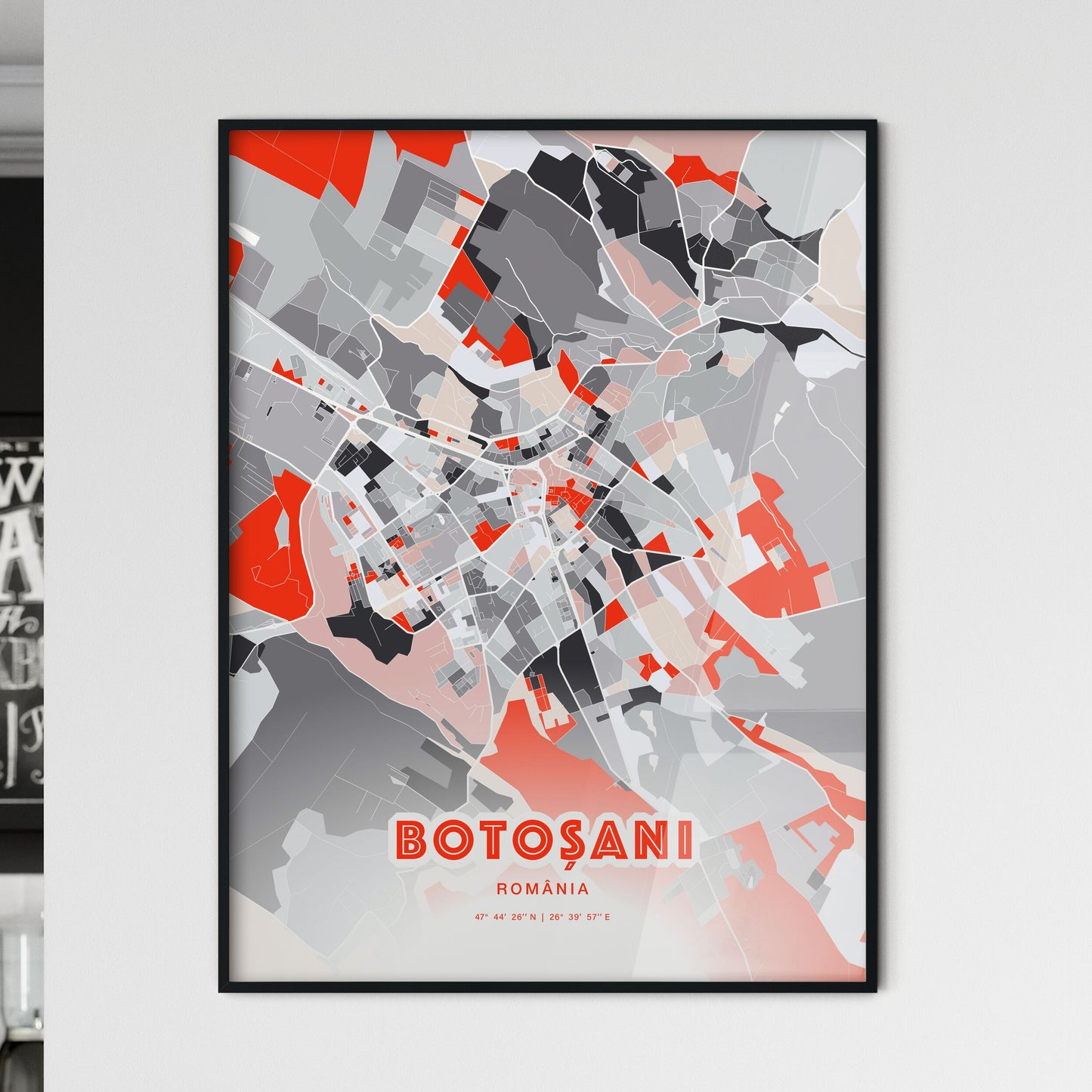 Colorful BOTOȘANI ROMANIA Fine Art Map Modern