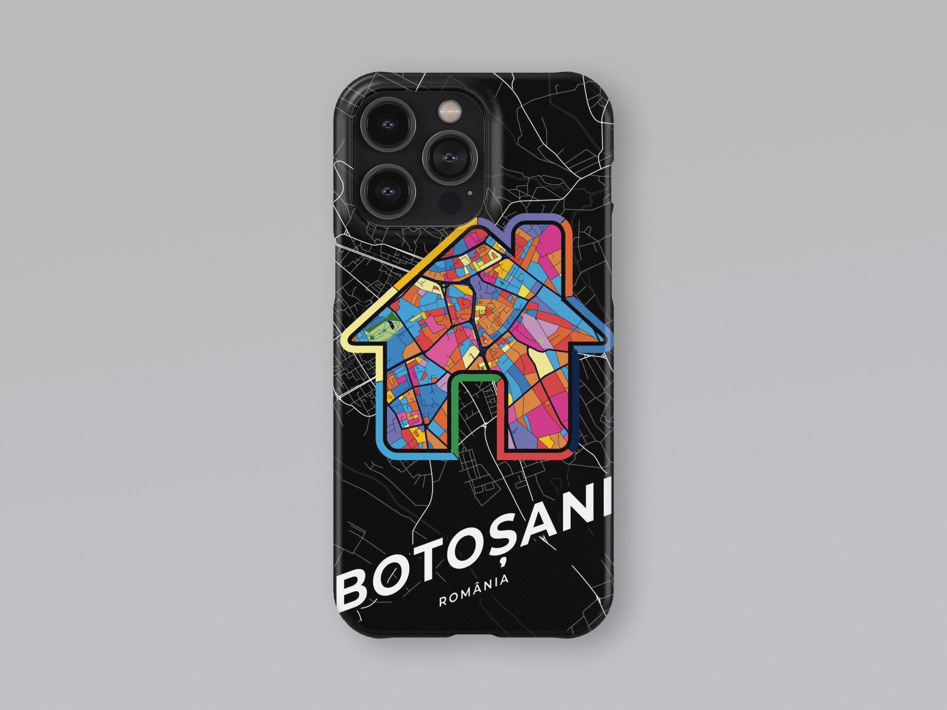 Botoșani Romania slim phone case with colorful icon. Birthday, wedding or housewarming gift. Couple match cases. 3