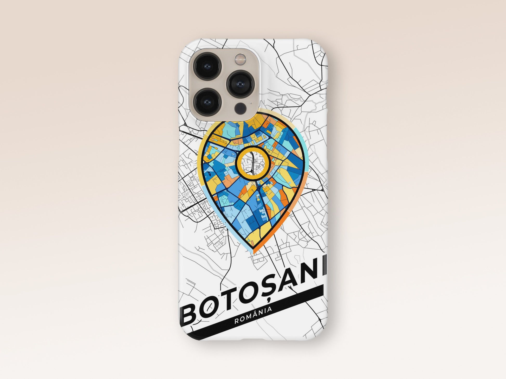 Botoșani Romania slim phone case with colorful icon. Birthday, wedding or housewarming gift. Couple match cases. 1