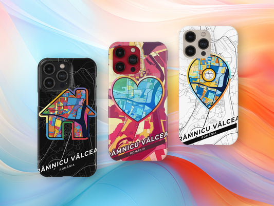 Râmnicu Vâlcea Romania slim phone case with colorful icon. Birthday, wedding or housewarming gift. Couple match cases.