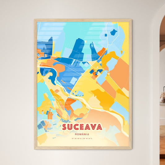 Colorful SUCEAVA ROMANIA Fine Art Map Blue Orange