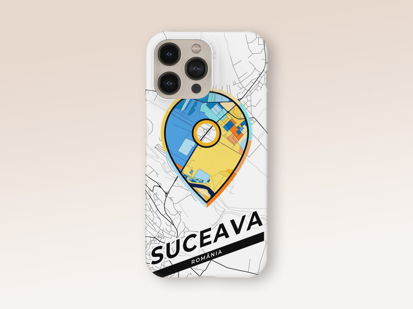 Suceava Romania slim phone case with colorful icon 1