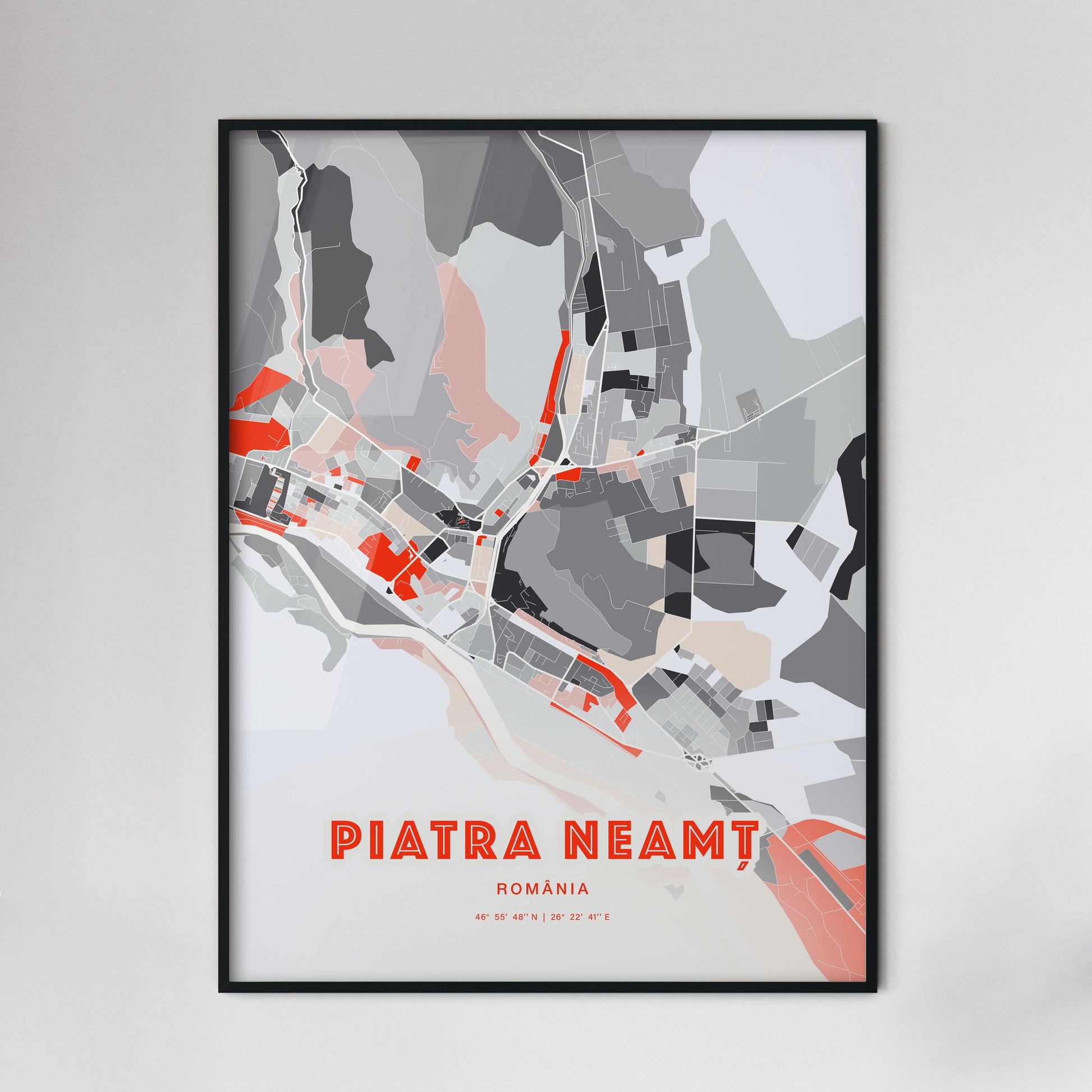 Colorful PIATRA NEAMȚ ROMANIA Fine Art Map Modern