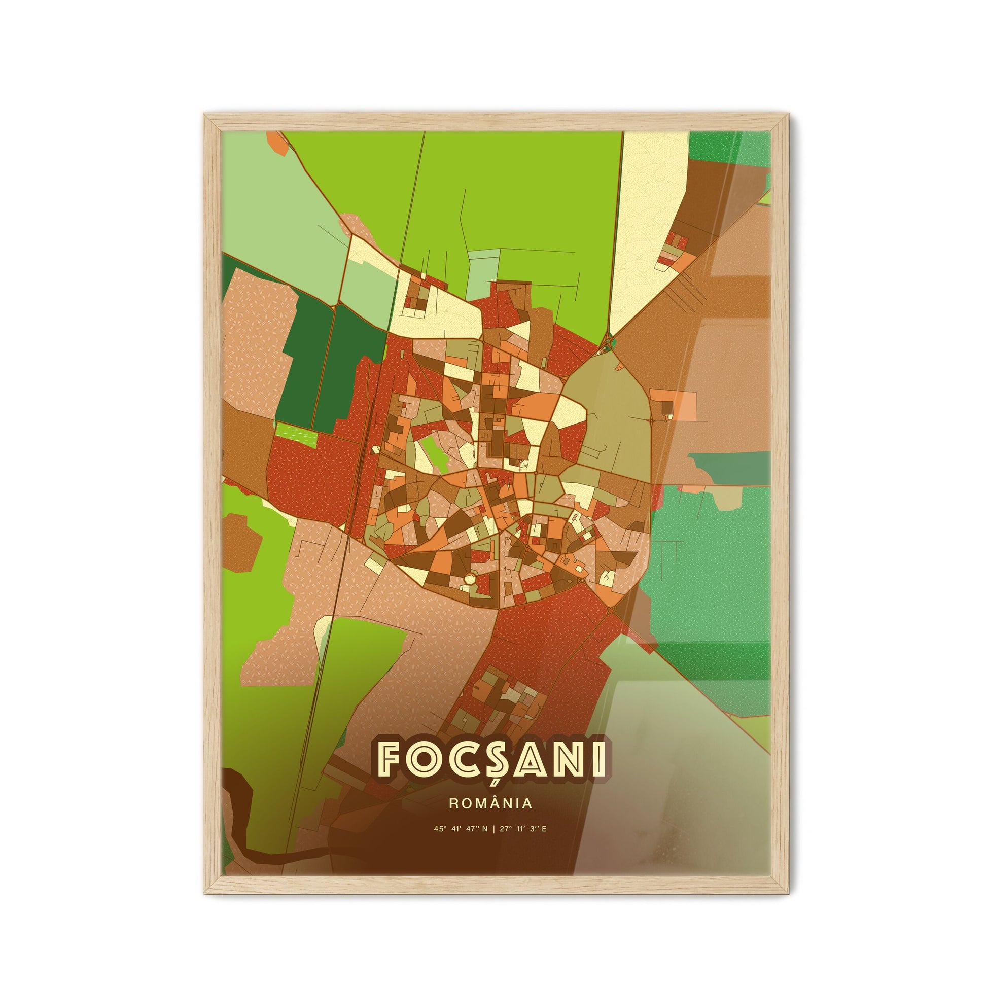 Colorful FOCȘANI ROMANIA Fine Art Map Farmhouse