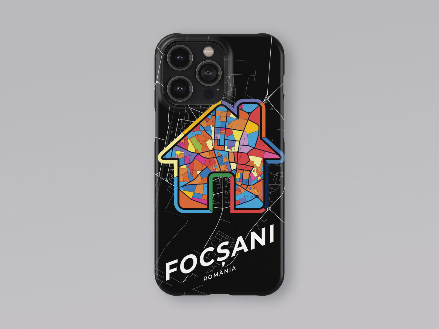 Focșani Romania slim phone case with colorful icon. Birthday, wedding or housewarming gift. Couple match cases. 3