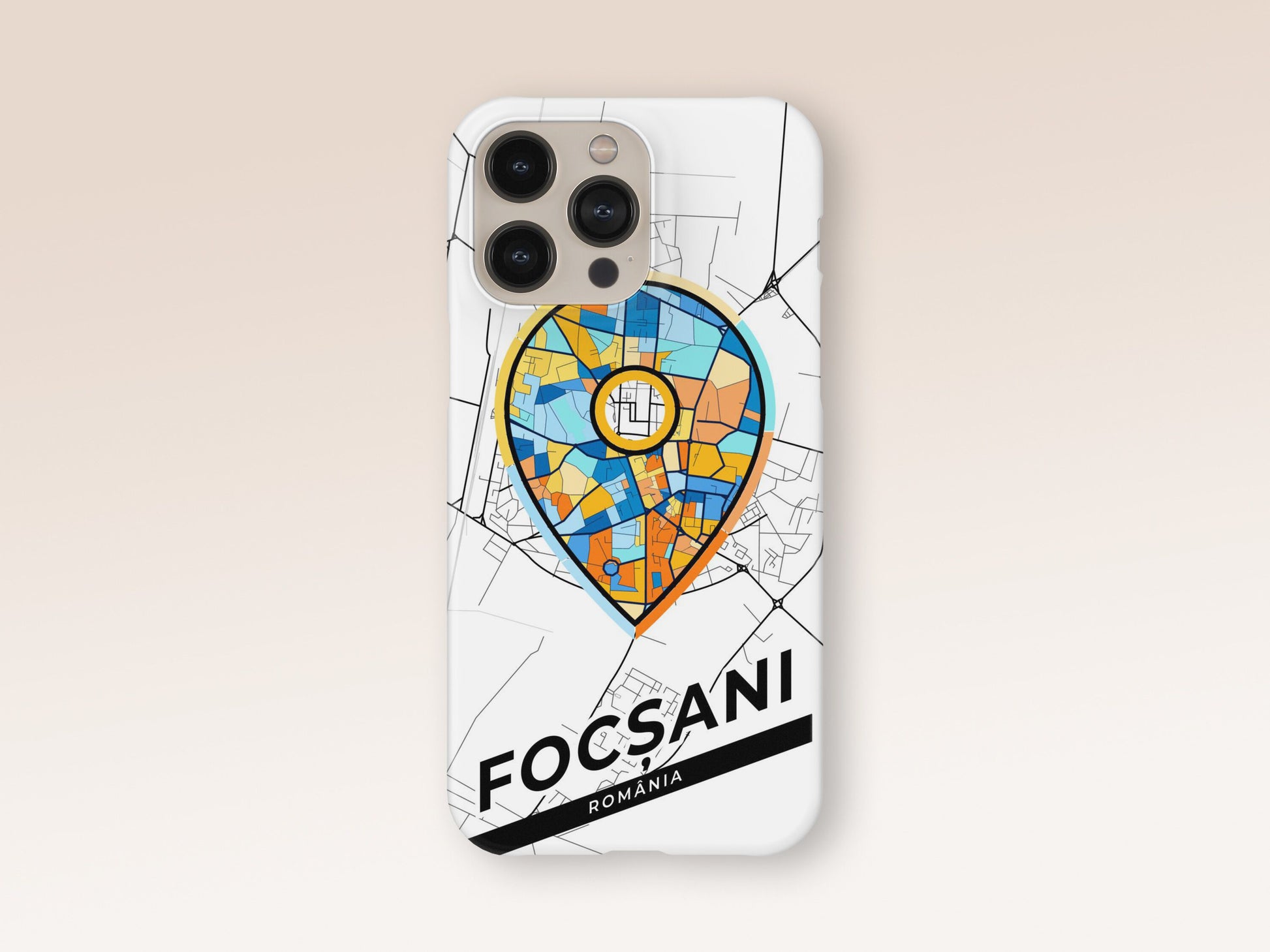 Focșani Romania slim phone case with colorful icon. Birthday, wedding or housewarming gift. Couple match cases. 1