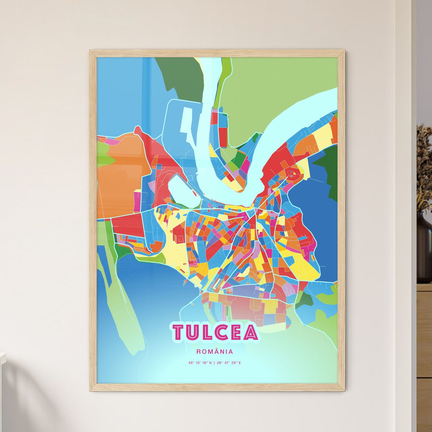 Colorful TULCEA ROMANIA Fine Art Map Crazy Colors