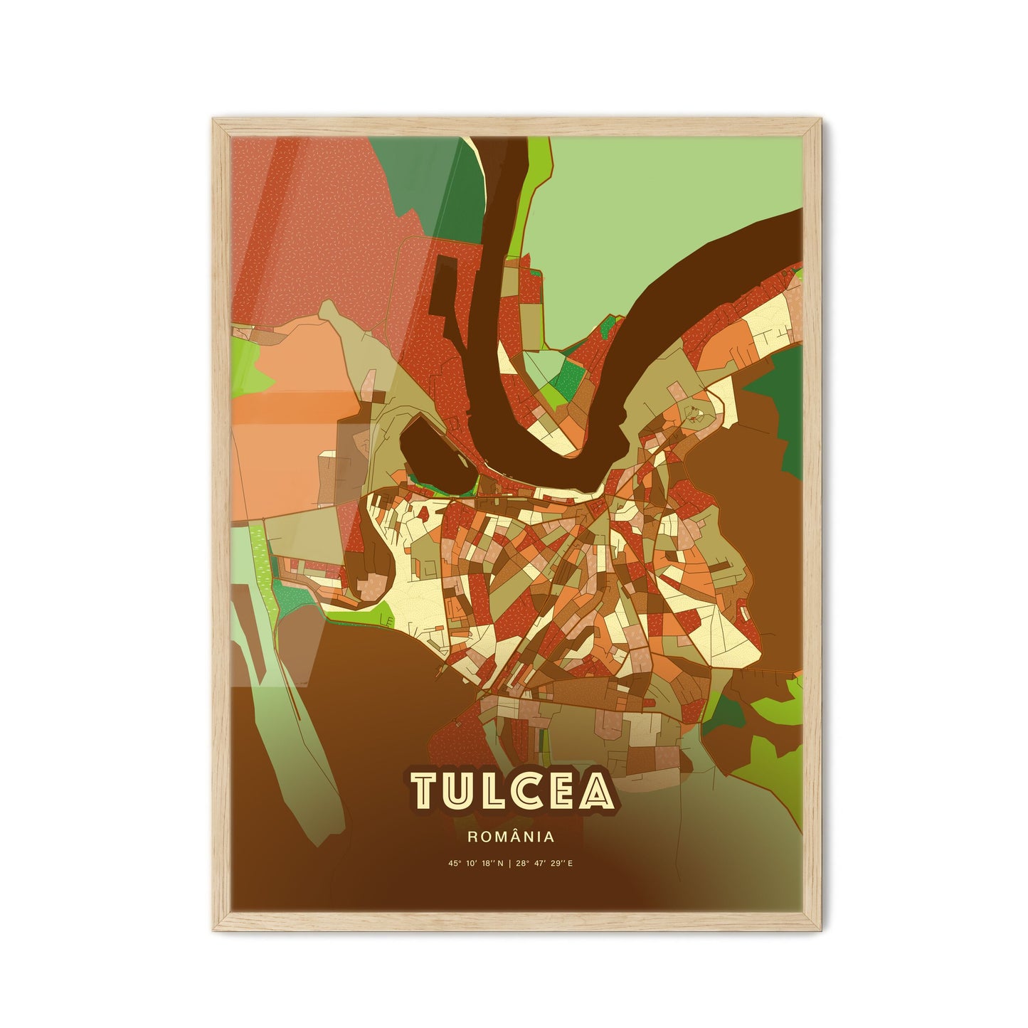 Colorful TULCEA ROMANIA Fine Art Map Farmhouse