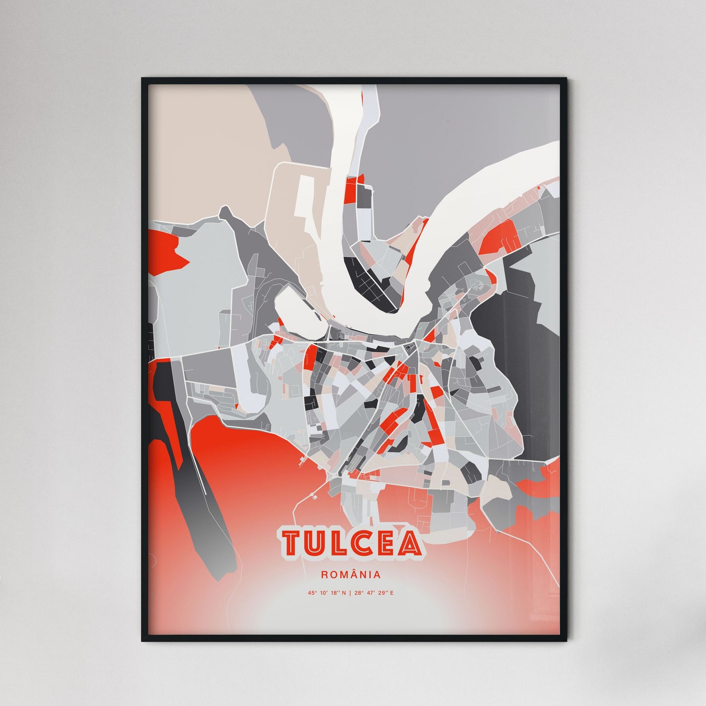 Colorful TULCEA ROMANIA Fine Art Map Modern