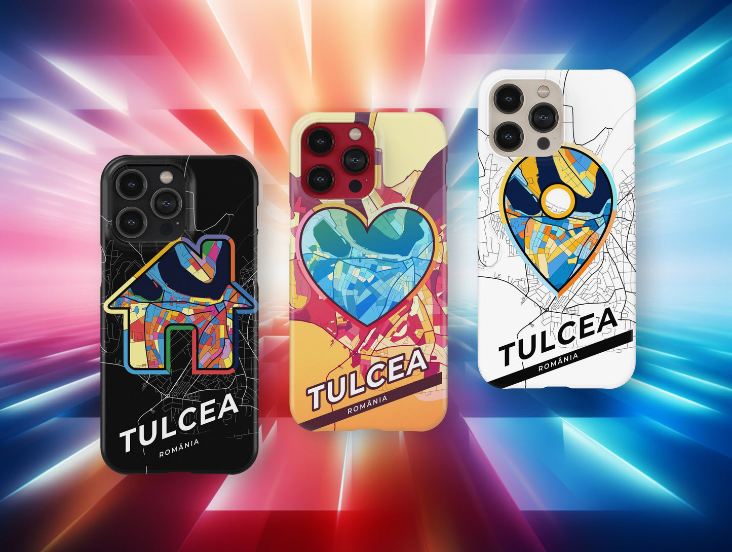 Tulcea Romania slim phone case with colorful icon