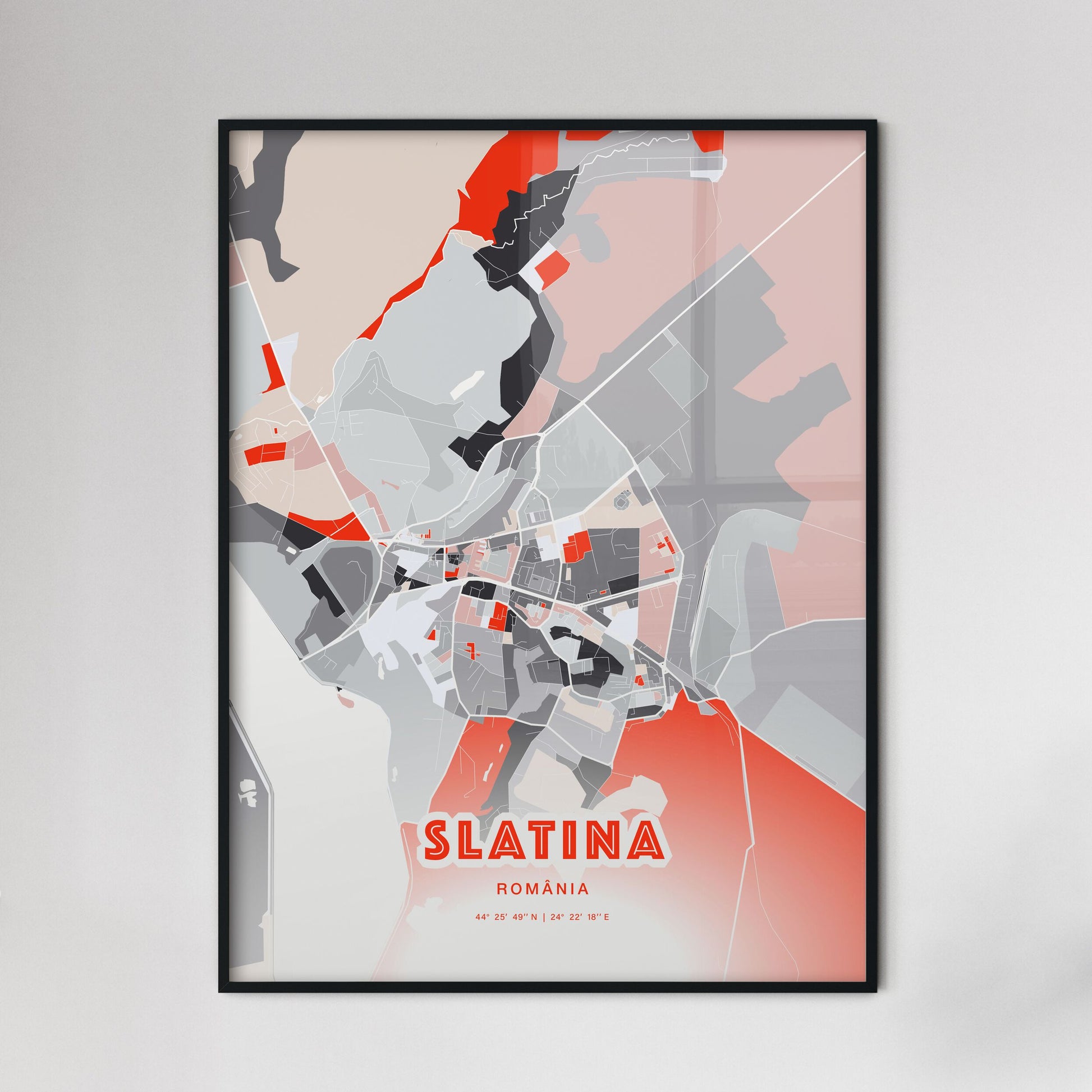 Colorful SLATINA ROMANIA Fine Art Map Modern