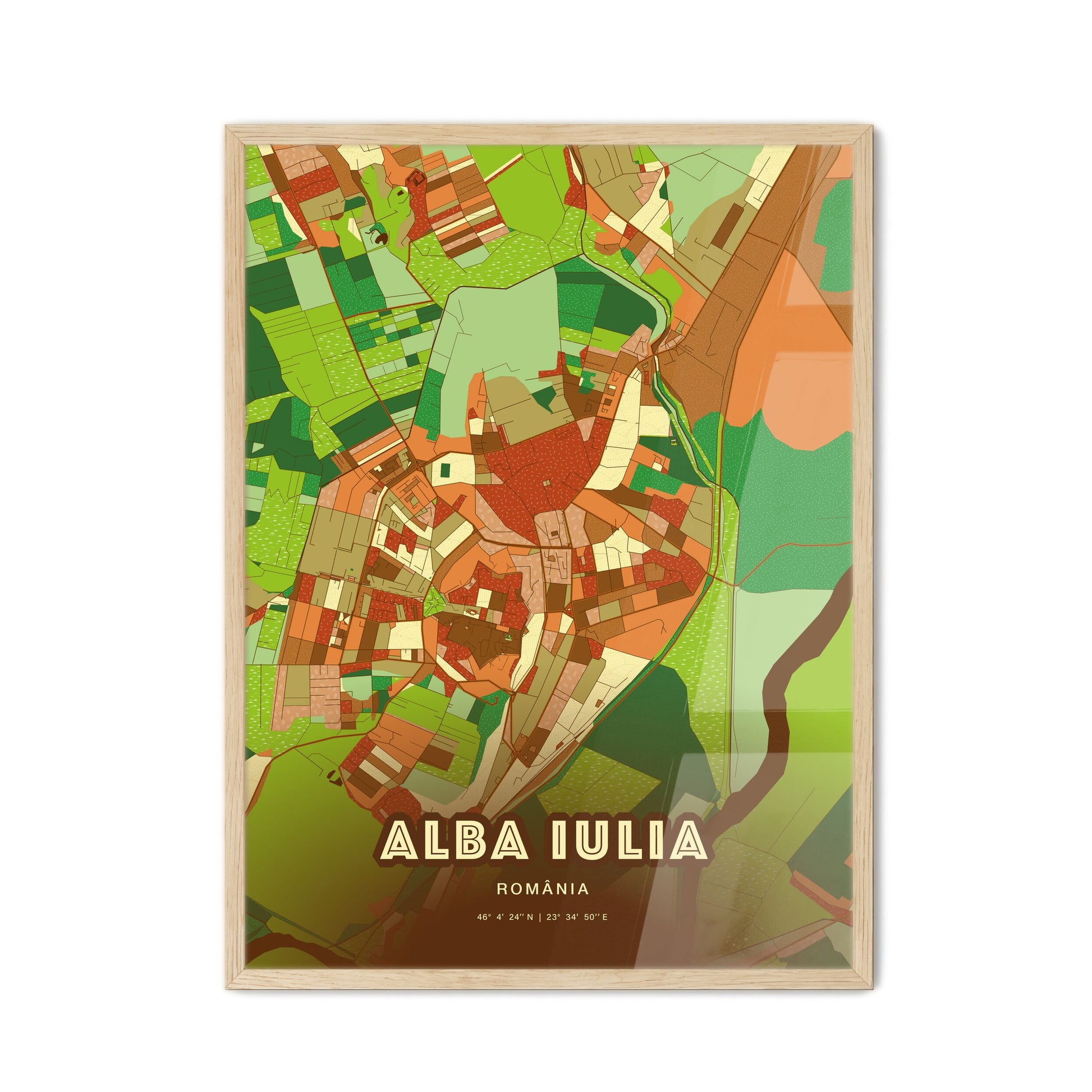 Colorful ALBA IULIA ROMANIA Fine Art Map Farmhouse