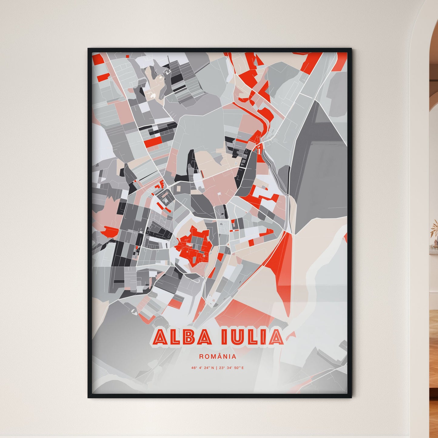 Colorful ALBA IULIA ROMANIA Fine Art Map Modern