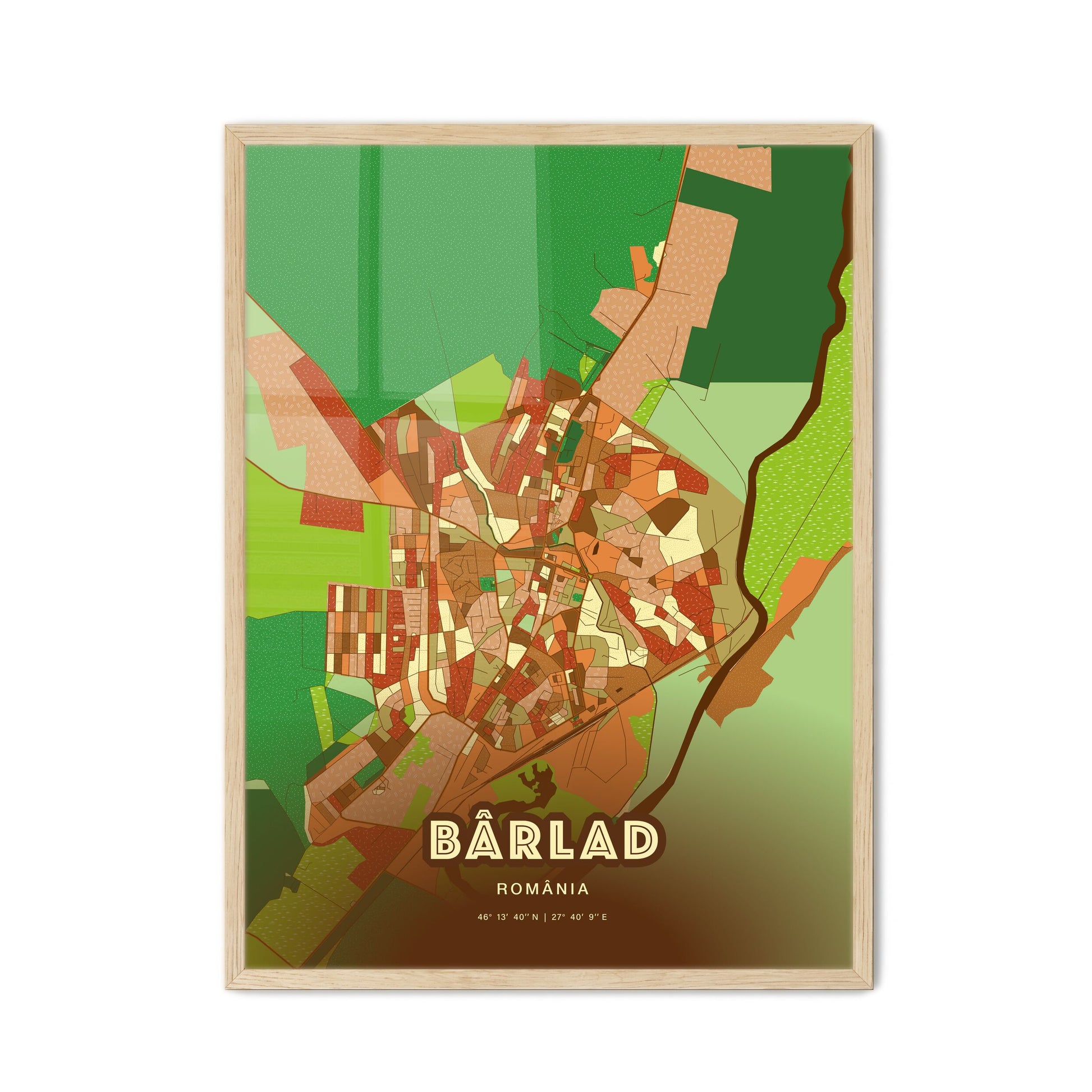 Colorful BÂRLAD ROMANIA Fine Art Map Farmhouse