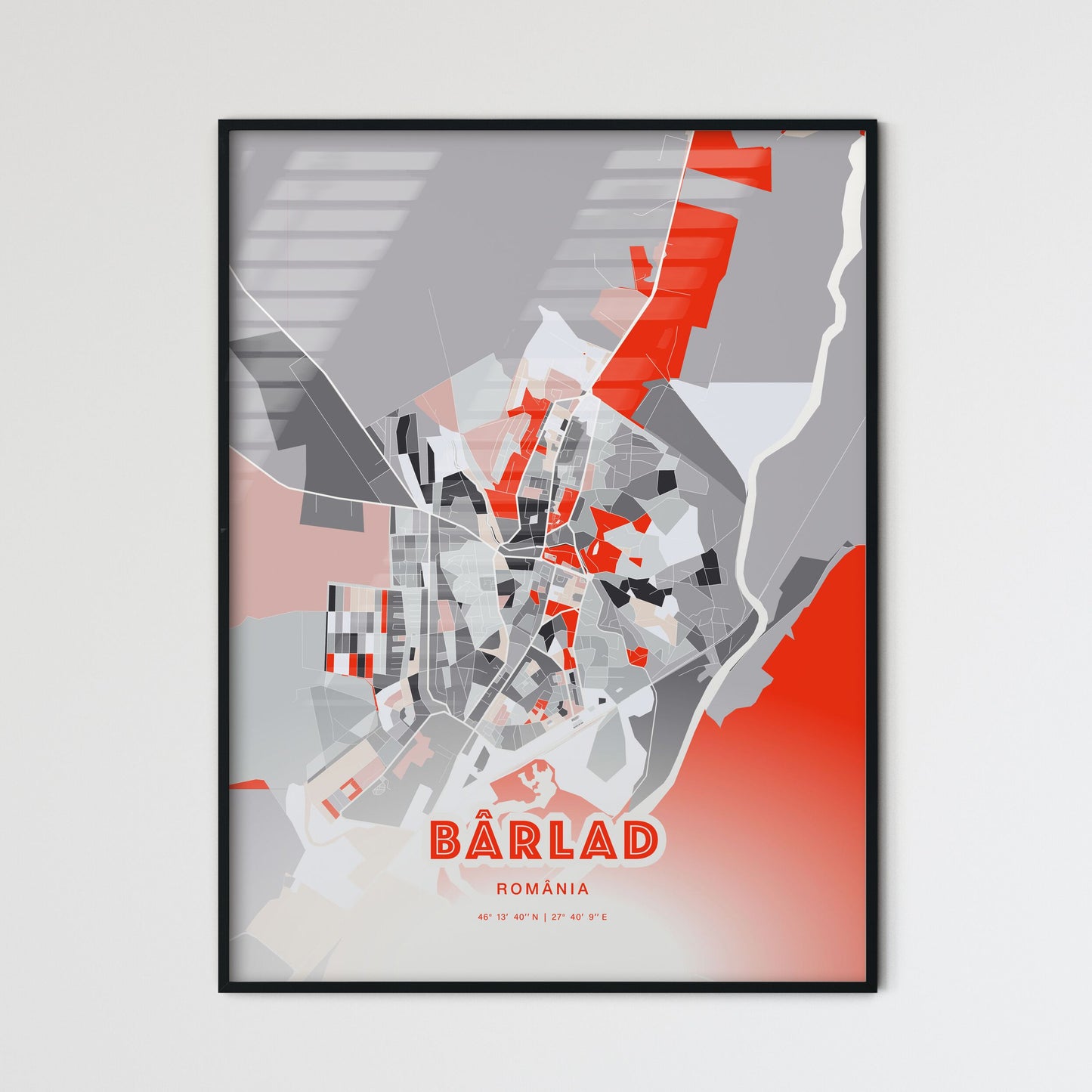 Colorful BÂRLAD ROMANIA Fine Art Map Modern