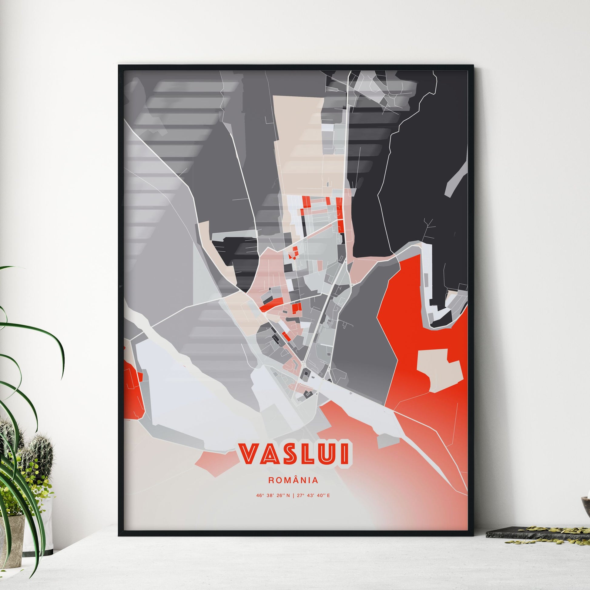 Colorful VASLUI ROMANIA Fine Art Map Modern