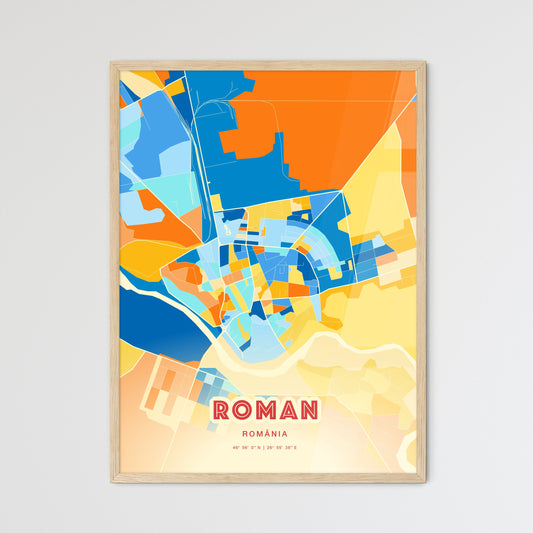 Colorful ROMAN ROMANIA Fine Art Map Blue Orange