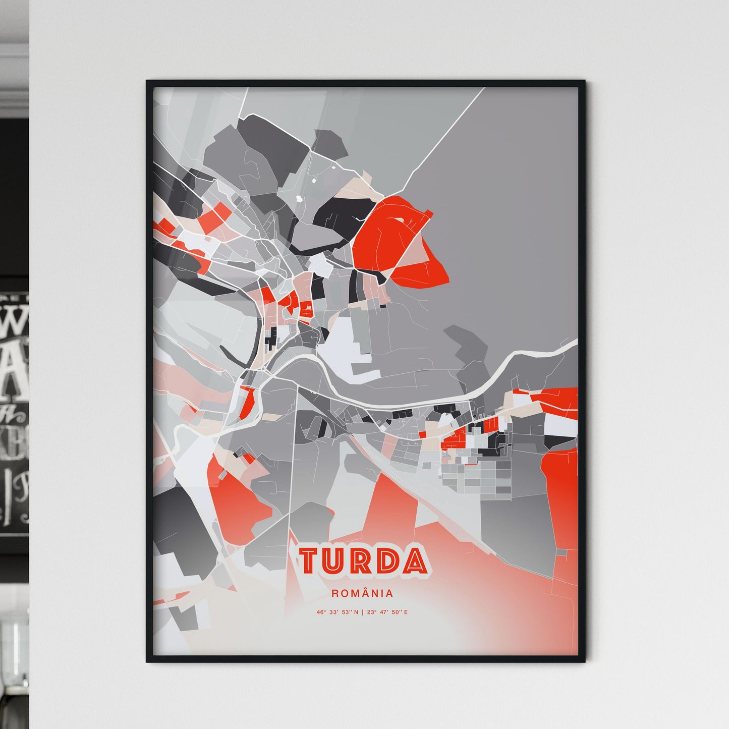 Colorful TURDA ROMANIA Fine Art Map Modern