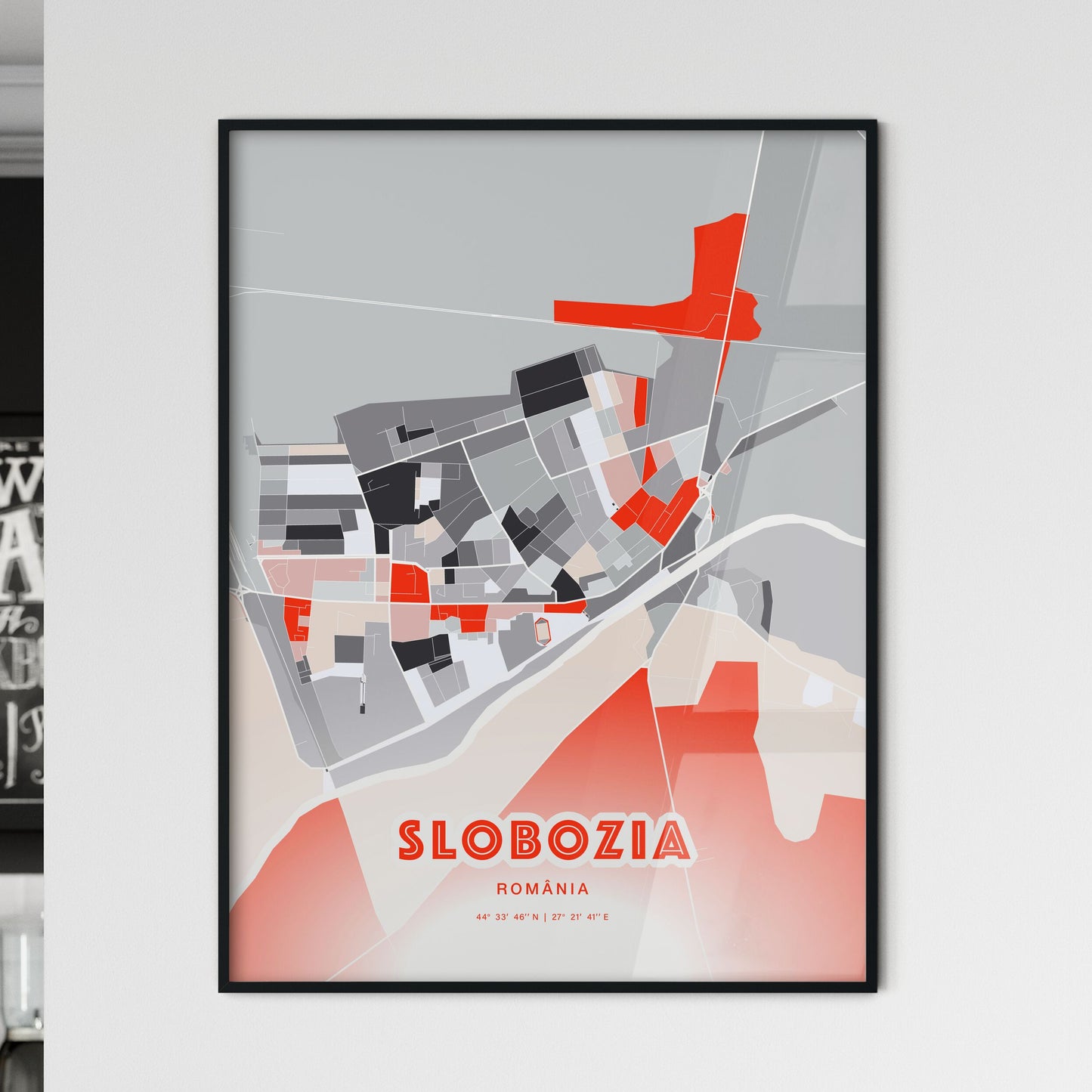 Colorful SLOBOZIA ROMANIA Fine Art Map Modern