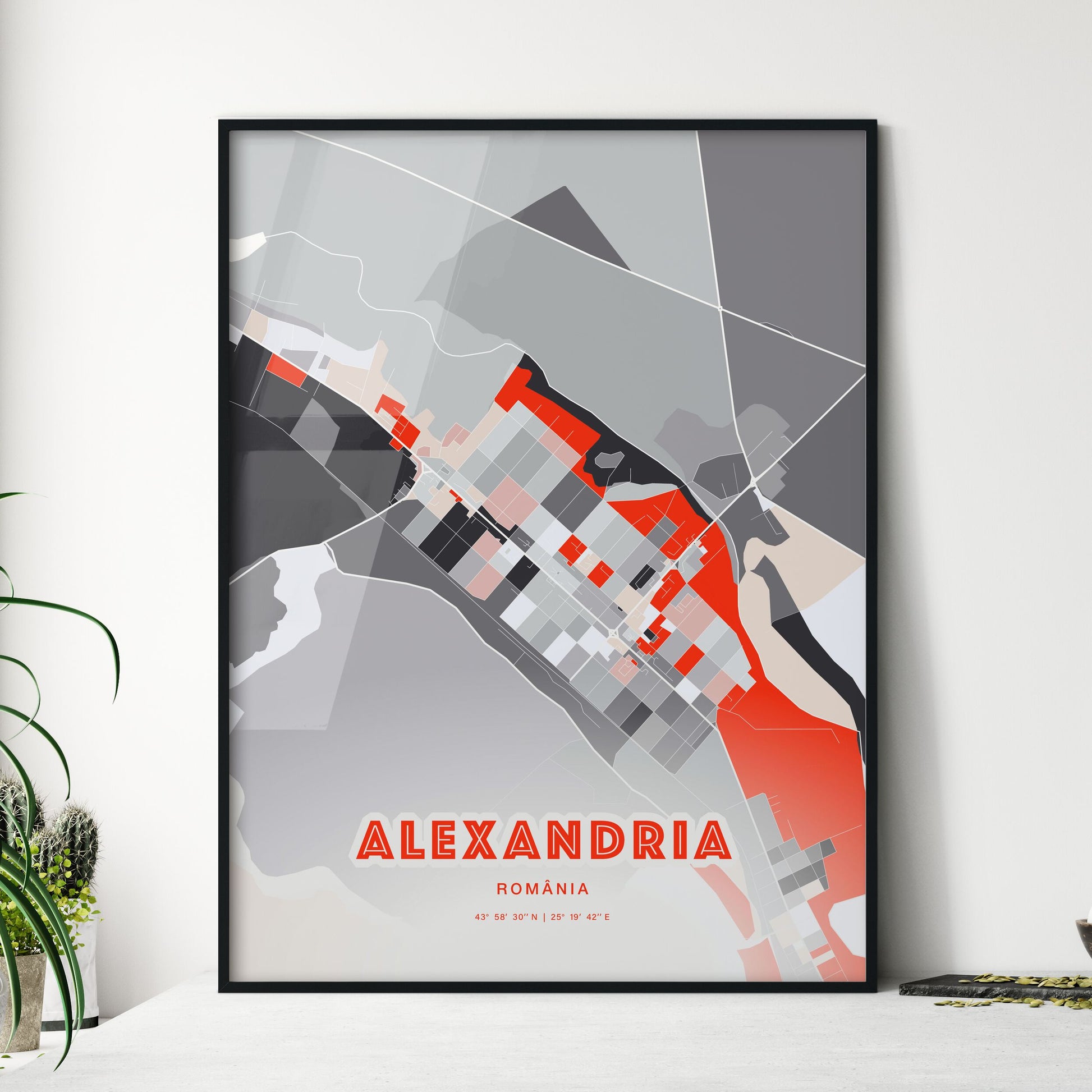 Colorful ALEXANDRIA ROMANIA Fine Art Map Modern