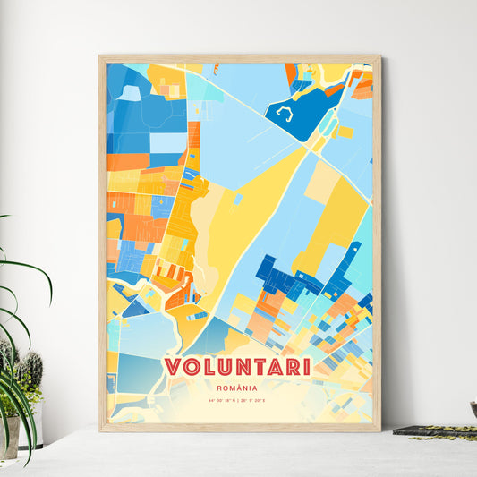 Colorful VOLUNTARI ROMANIA Fine Art Map Blue Orange