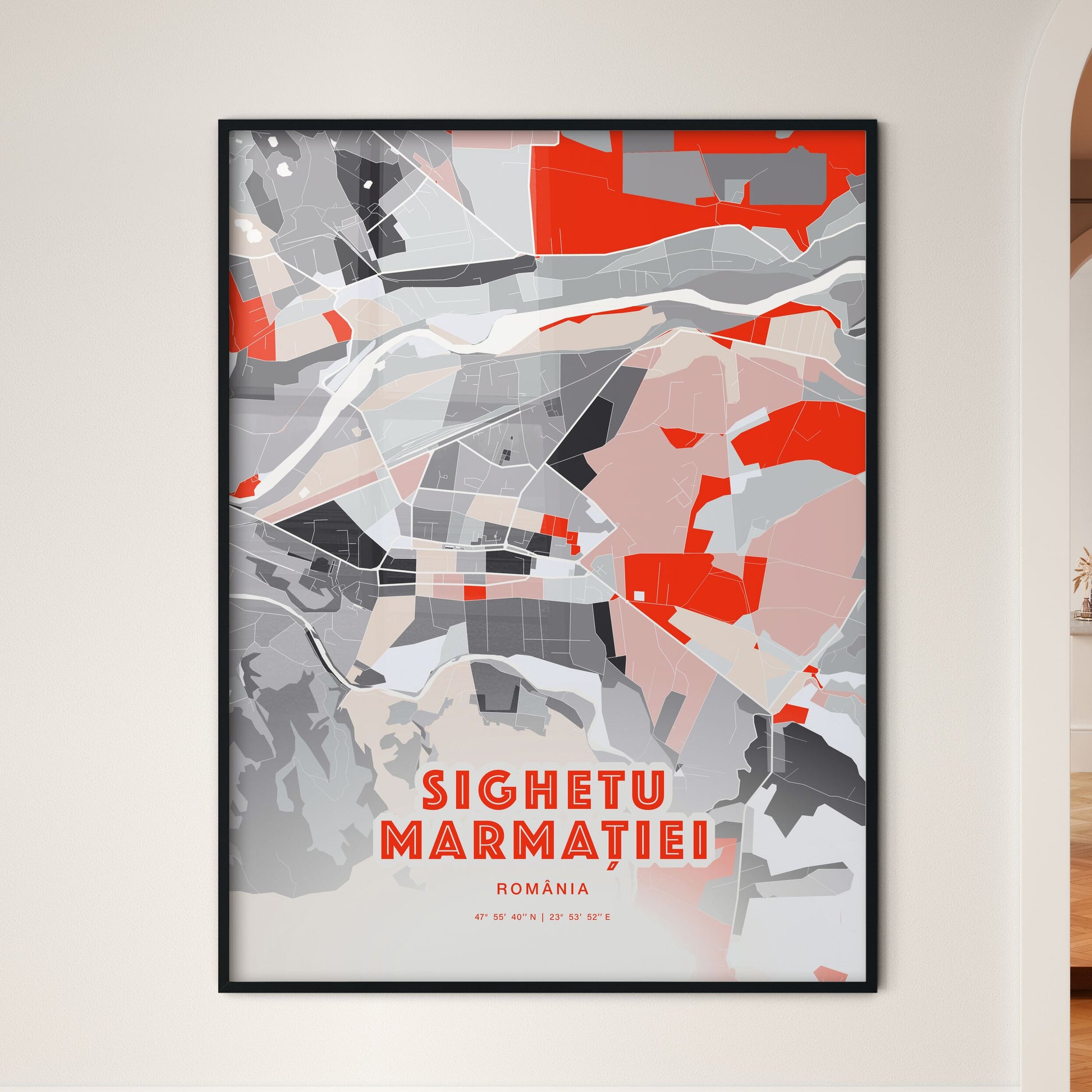 Colorful SIGHETU MARMAȚIEI ROMANIA Fine Art Map Modern