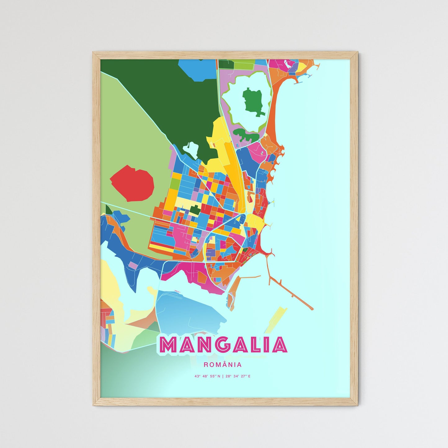 Colorful MANGALIA ROMANIA Fine Art Map Crazy Colors