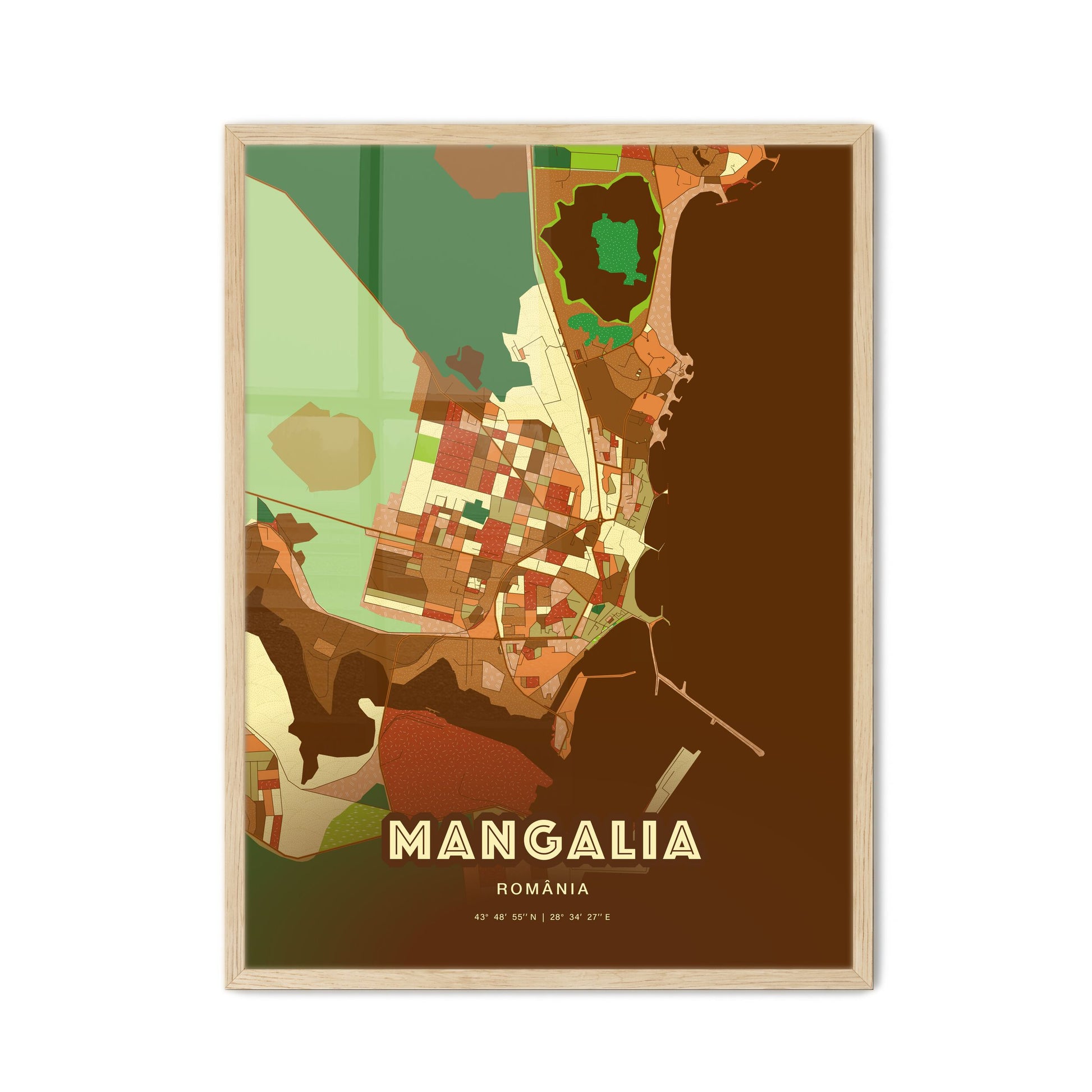 Colorful MANGALIA ROMANIA Fine Art Map Farmhouse