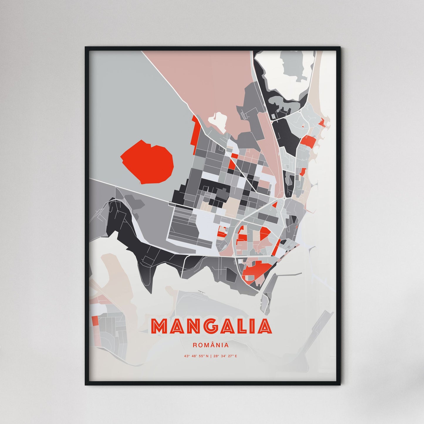 Colorful MANGALIA ROMANIA Fine Art Map Modern