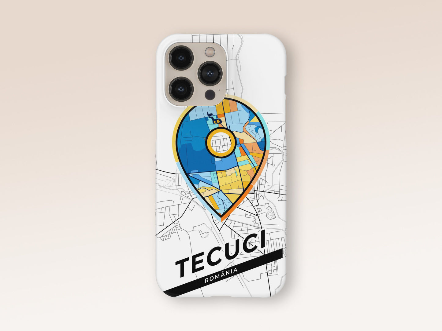 Tecuci Romania slim phone case with colorful icon 1