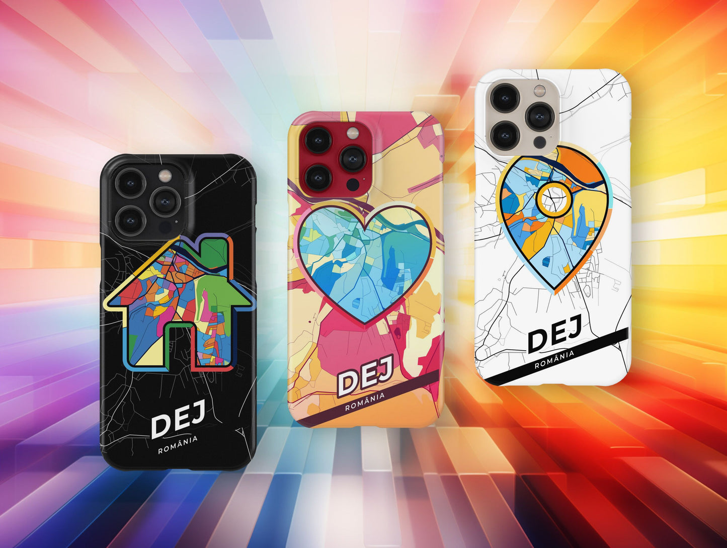 Dej Romania slim phone case with colorful icon. Birthday, wedding or housewarming gift. Couple match cases.