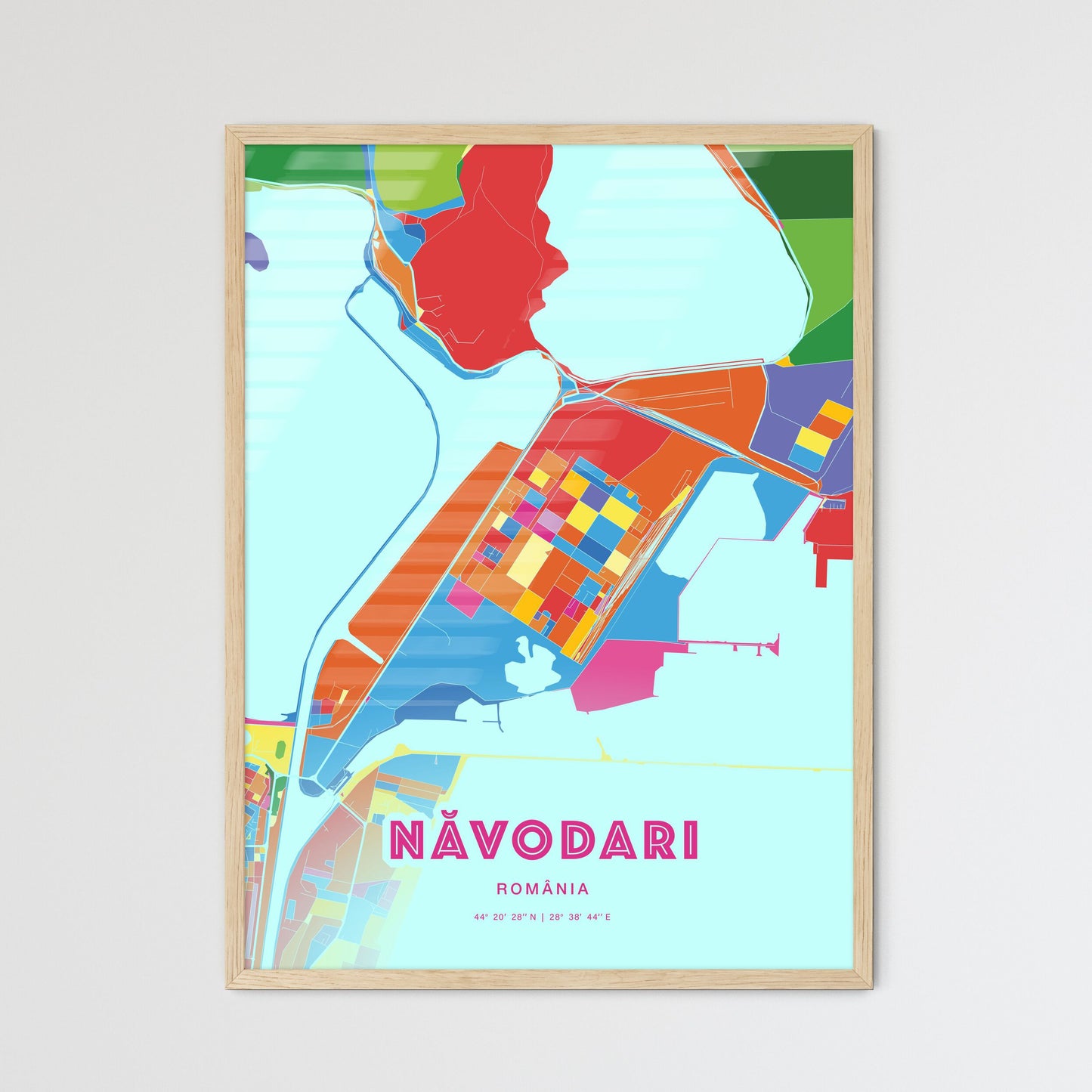 Colorful NĂVODARI ROMANIA Fine Art Map Crazy Colors