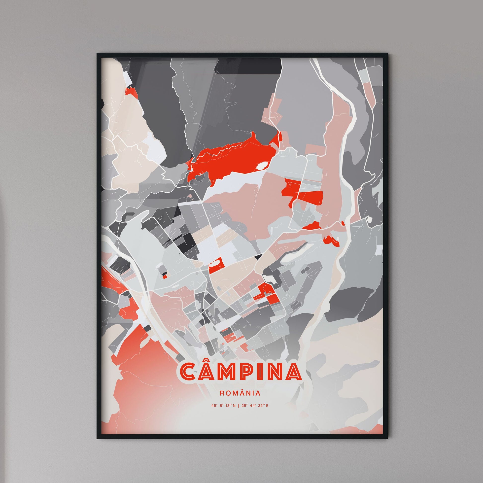 Colorful CÂMPINA ROMANIA Fine Art Map Modern